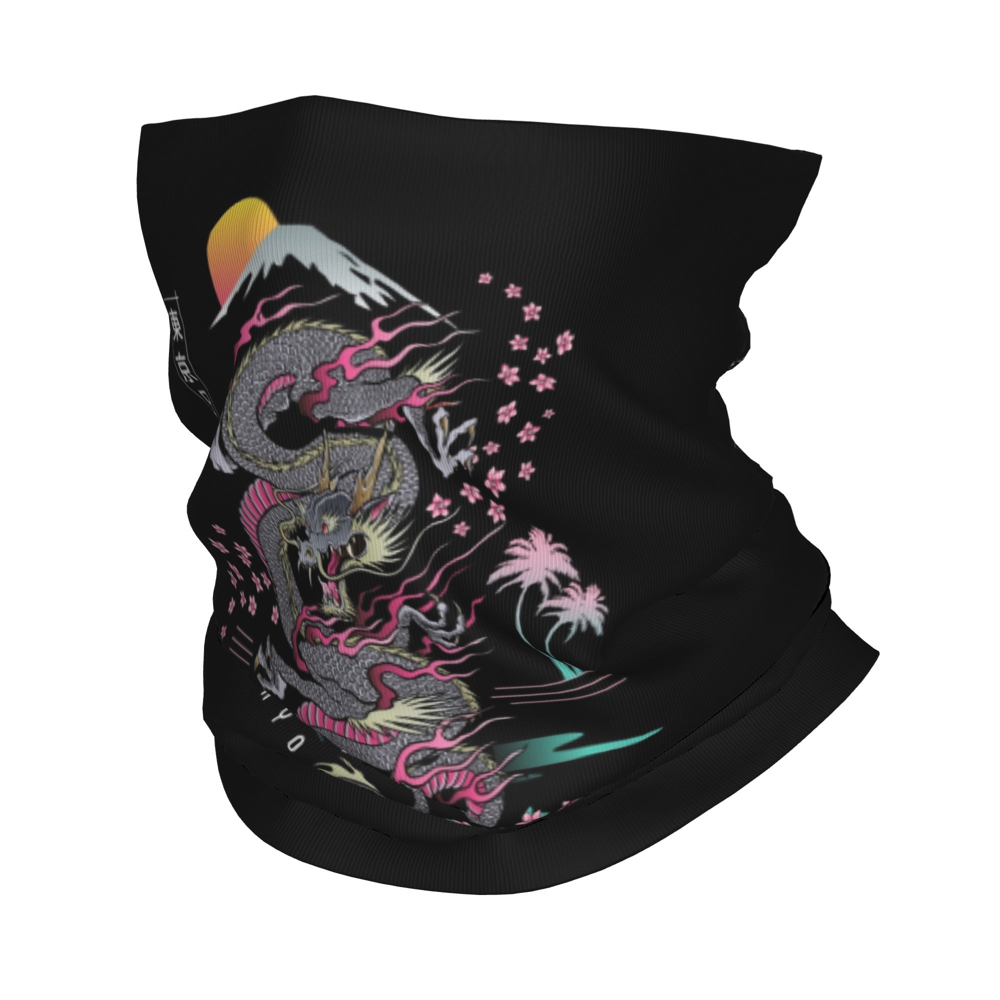 Neck Warmer Tube - ที่คาดผมลายมังกรญี่ปุ่นแบบกำหนดเองสำหรับฤดูหนาว ผ้าพันคอสำหรับผู้ชายและผู้หญิง สำหรับเล่นสกี วิ่ง ผ้าพันคอแบบท่อ ลายสักญี่ปุ่นแบบดั้งเดิม