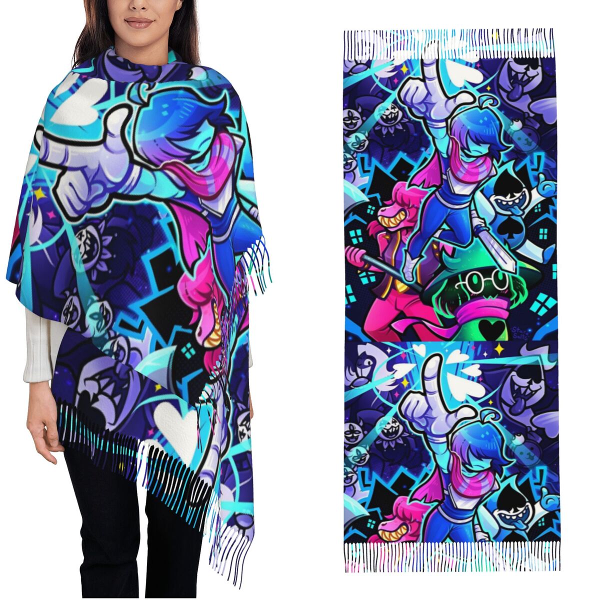 Pashmina Wrap Large - ผ้าคลุมไหล่เดลตารูนส์ ผ้าพันคอผู้หญิงสำหรับฤดูหนาว ผ้าพันคอยาวขนาดใหญ่ ผ้าพันคอเกมผจญภัย ผ้าพันคอพัชมีนา