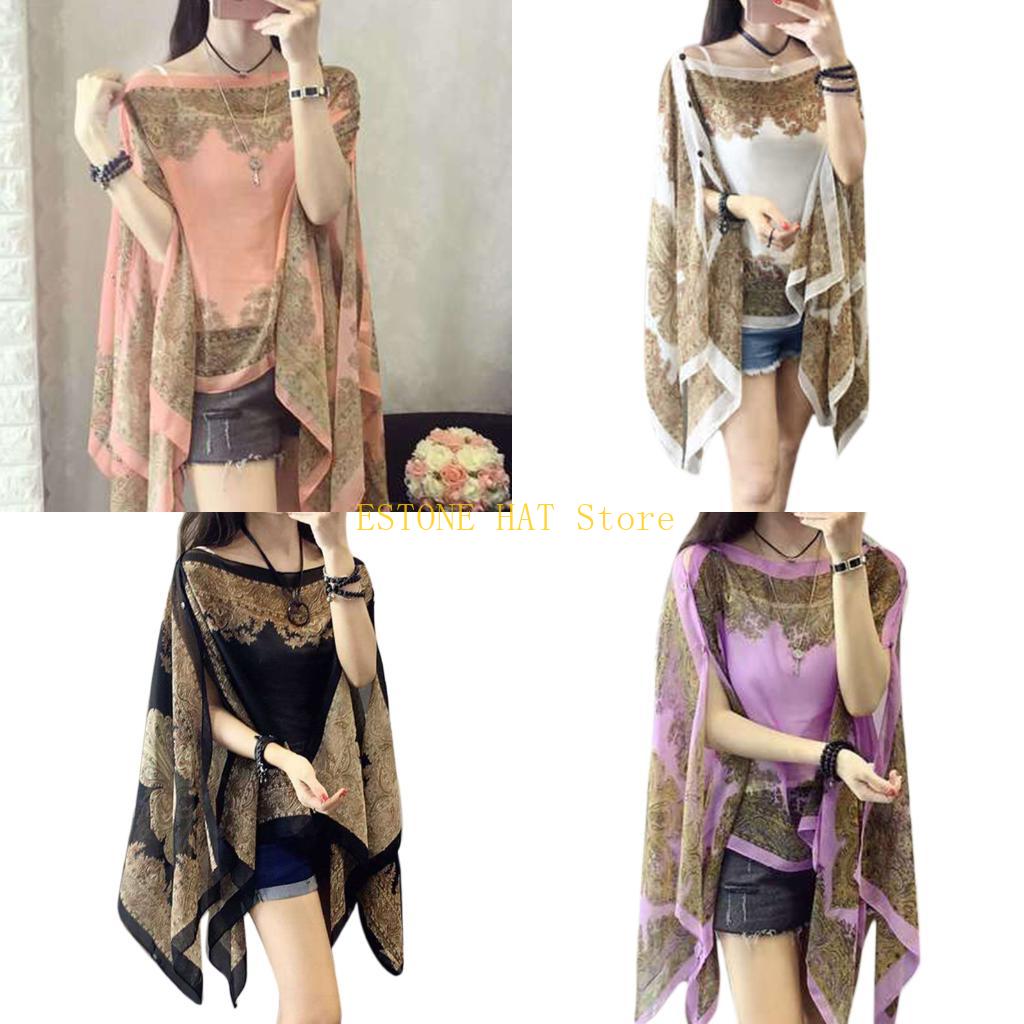 Pashmina Wrap Large - 49MF ผ้าพันคอแฟชั่นผู้หญิงผ้าคลุมไหล่ขนาดใหญ่ชายหาดฤดูร้อนป้องกันรังสียูวีเสื้อคลุมชีฟองนุ่ม