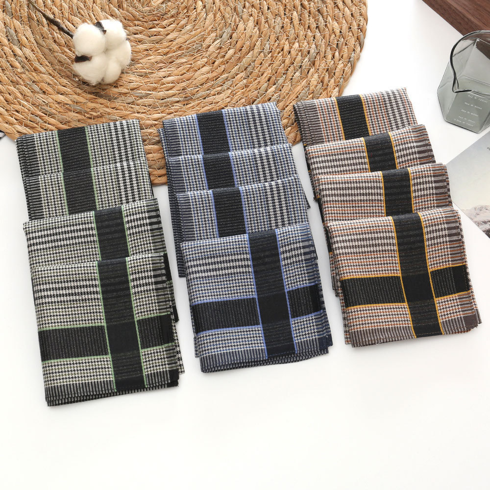 Handkerchief Cotton Men - ผ้าเช็ดหน้าผู้ชายผ้าฝ้ายแท้ 3/6/12 ชิ้น ผลิตจากเส้นใยหวีอย่างดี เหมาะสำหรับเป็นของขวัญงานแต่งงานหรือธุรกิจ ระดับพรีเมียม