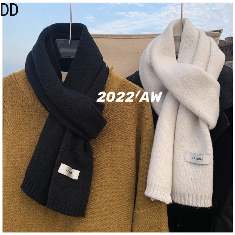 Muffler Men Wool - Simple Chic นุ่มผ้าพันคอฤดูใบไม้ร่วงฤดูหนาวผู้ชายถักเกาหลีคู่แฟชั่นหนาผ้าพันคอความร้อน Muffler ผ้าคลุมไหล่ชาย