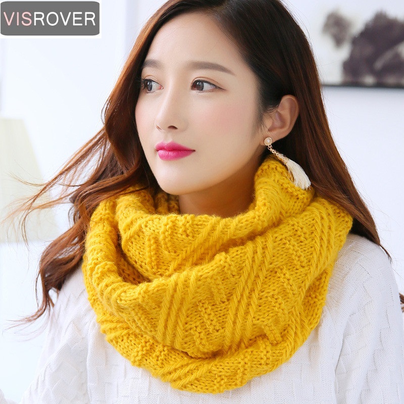 Infinity Scarf Knit - VISROVER สีผ้าพันคอผู้หญิงฤดูหนาวถัก Lic ผ้าพันคอ Warm Infinity