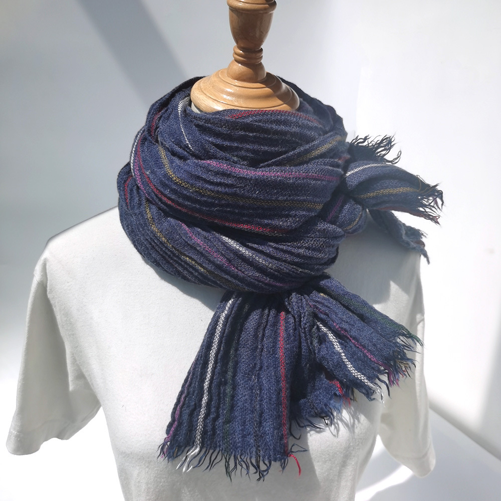 Muffler Men Wool - ฤดูหนาวที่อบอุ่นผู้ชายผ้าพันคอขนสัตว์แฟชั่นลายพู่ผ้าพันคอสําหรับชายยาวนุ่ม Pashmina Foulard ชายอุปกรณ์เสริมผ้าคลุมไหล่
