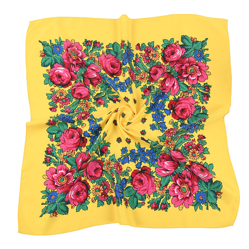 Bandana Cotton - 70*70 ซม.สไตล์รัสเซียผ้าพันคอผู้หญิงดอกไม้หรูหราพิมพ์ Bnadana ผ้าพันคอ Babushka ผ้าเช็ดหน้าหัว