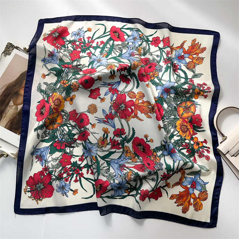Silk Neck Scarf - ผ้าเช็ดหน้าแฟชั่น70*70ซม. ผ้าพันคอสำหรับผู้หญิงผ้าคลุมไหล่เล็กผ้าซาติน