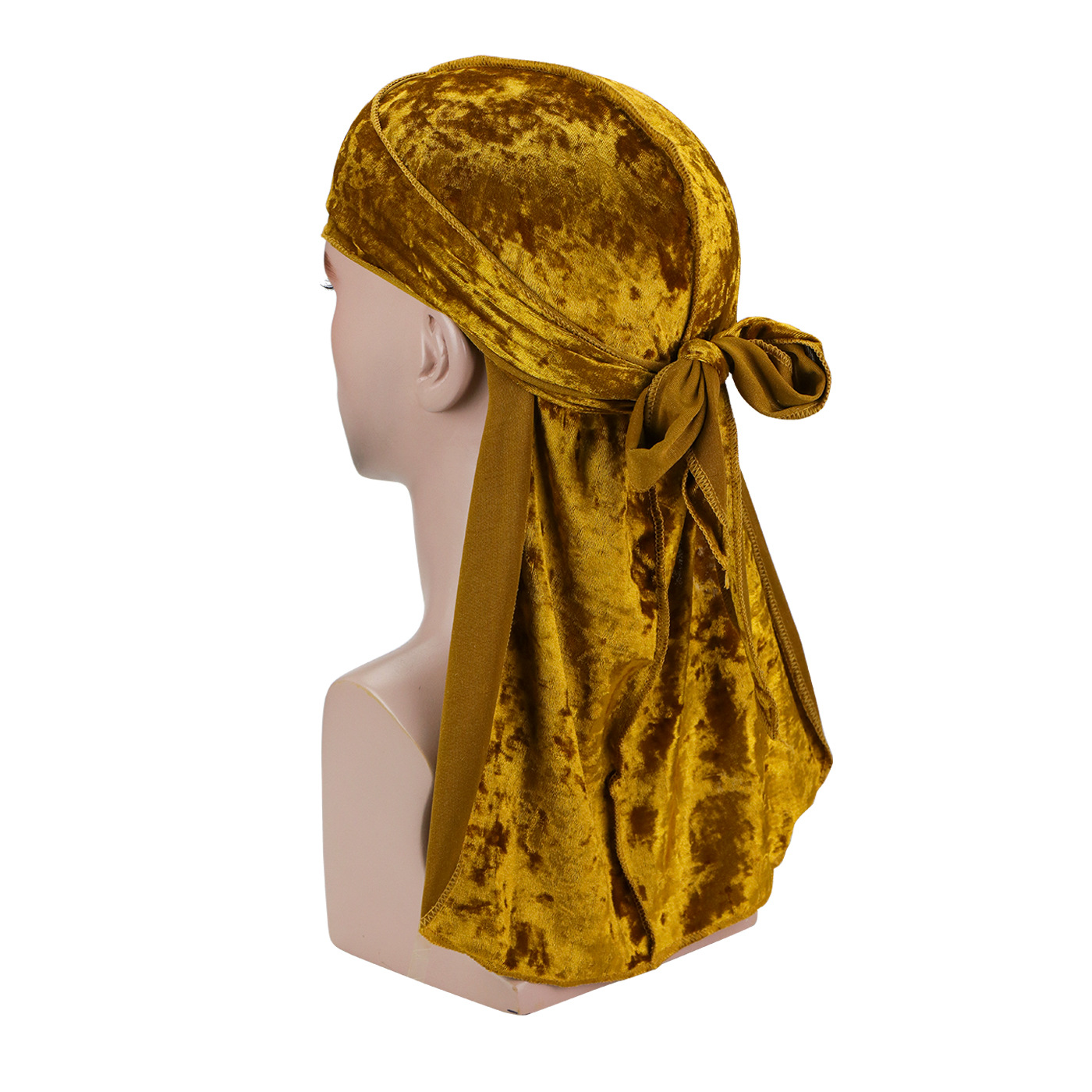 Bandana Doo Rag - ผ้าโพกศีรษะแบบยูนิเซ็กซ์ ผ้ากำมะหยี่ลายเพชร สำหรับผู้ชาย ผ้าโพกหัวแบบยาว ผ้าคลุมศีรษะแบบยืดหยุ่น หมวกดูแร็ก