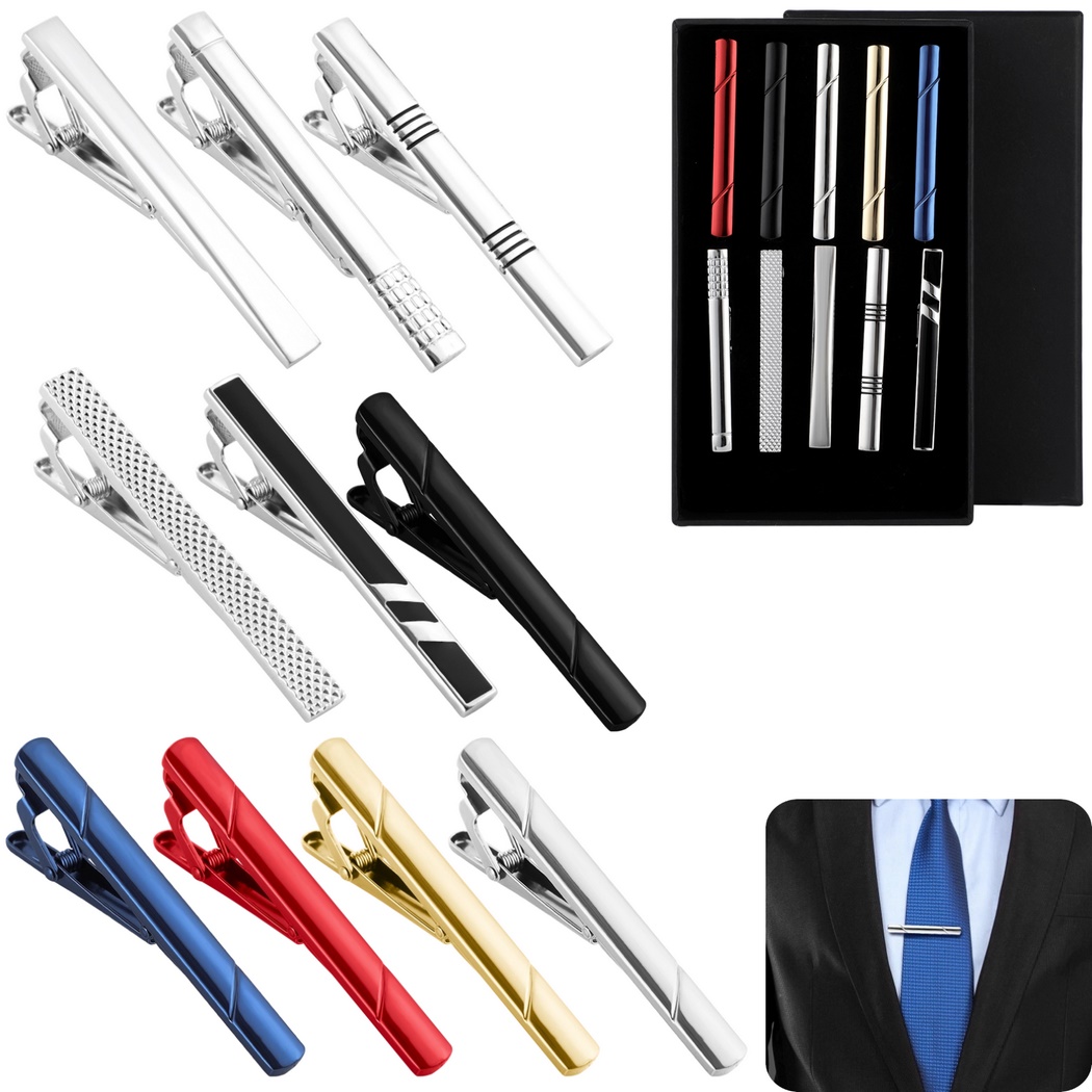 Tie Bar Set Gift - ชุดคลิปหนีบเนคไท 10 ชิ้น สำหรับผู้ชาย ตัวล็อคเนคไททองแดง สำหรับเนคไททั่วไป