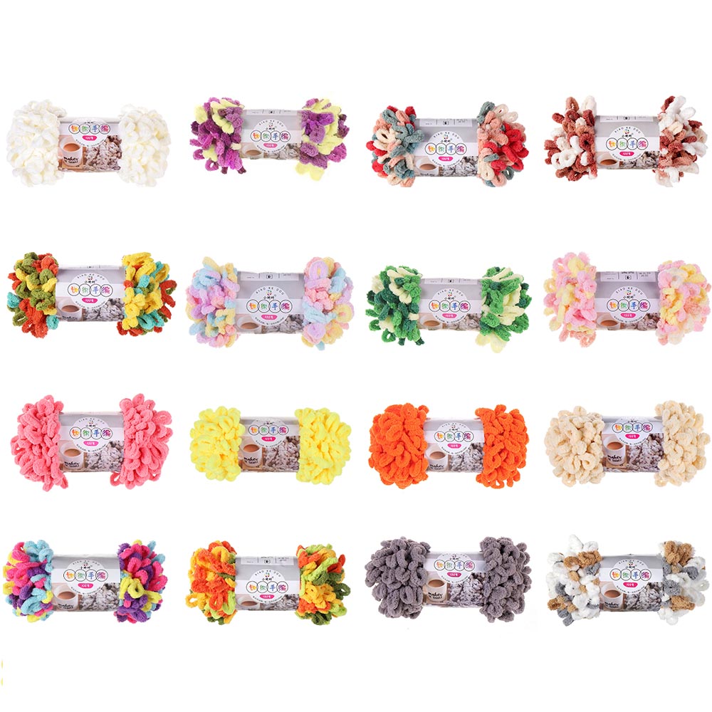 Woven Scarf Blanket - ไหมพรมถักนิตติ้งแบบวงแหวน 100 กรัม/ม้วน เส้นไหมนุ่มฟู ไหมเชนิลล์หนา สำหรับถักผ้าห่ม