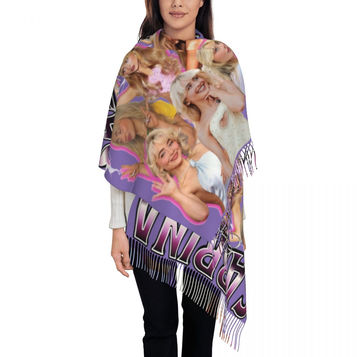 Pashmina Wrap Large - ผ้าคลุมไหล่สไตล์ยุค 90 ของซาบรีนา คาร์เพนเตอร์ สำหรับผู้หญิง ผ้าพันคอฤดูหนาว