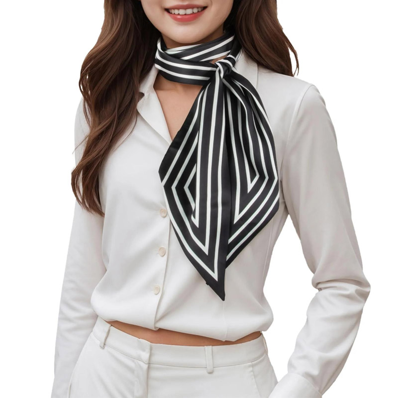 Silk Tie Striped - แฟชั่นลายริบบิ้นผมผ้าพันคอผู้หญิงคอ Tie กระเป๋าผ้าพันคอซาตินผ้าไหม Skinny Headscarves สุภาพสตรีขนาดเล็กยาวผ้าพันคอผ้าพันคอผ้าไหมใหม่