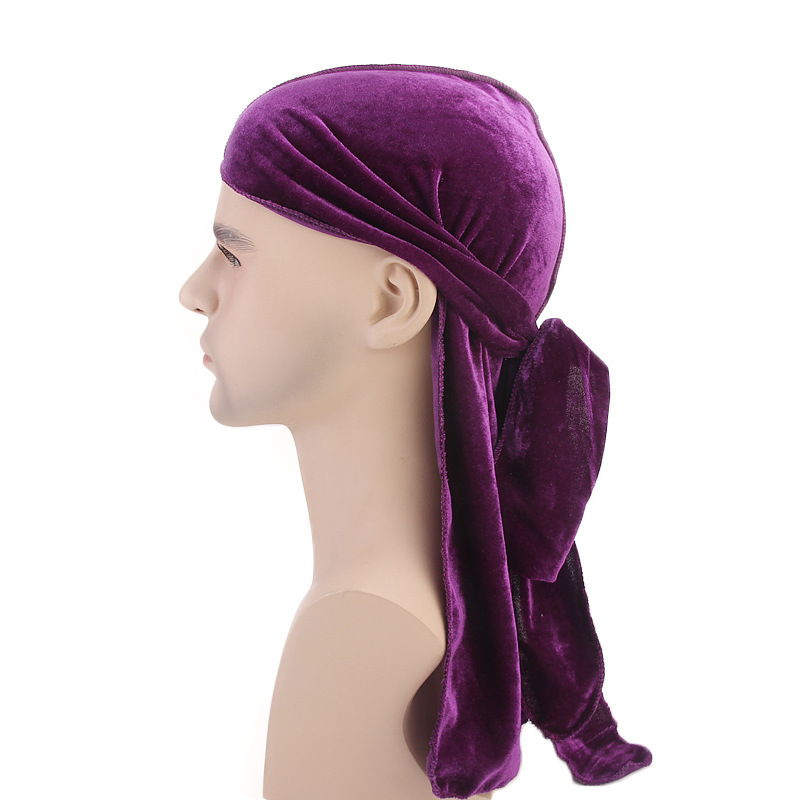 Bandana Doo Rag - ใหม่หรูหราผู้ชายกำมะหยี่ Durags ผ้าพันคอ Turban หมวกวิกผม Doo