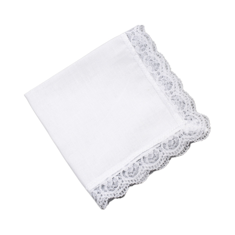 Handkerchief Cotton Men - D0UB น้ำหนักเบาสีขาวผ้าเช็ดหน้าผ้าฝ้ายลูกไม้ Trim Hankie