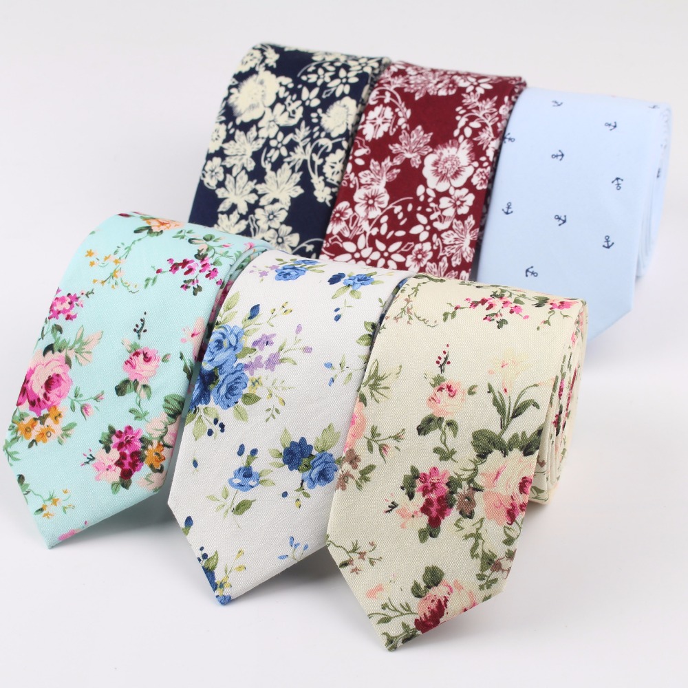 Skinny Tie Men - ผ้าฝ้ายผู้ชายที่มีสีสัน Tie ผูกเนคไท Paisley Slim Skinny