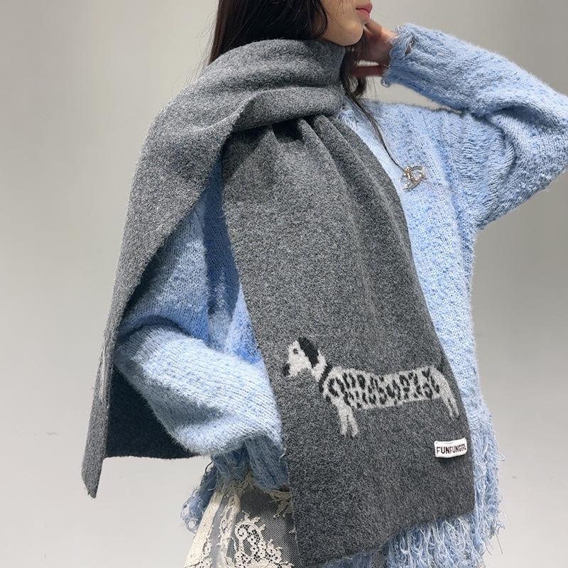 Muffler Men Wool - ผ้าพันคอไหมพรมผสมขนสัตว์ลายแจ็คการ์ดสไตล์เกาหลี สำหรับผู้หญิงและผู้ชาย อุ่นสบาย ใช้งานได้หลากหลาย ผ้าคลุมไหล่เนื้อนุ่ม สำหรับฤดูใบไม้ร่วงและฤดูหนาว