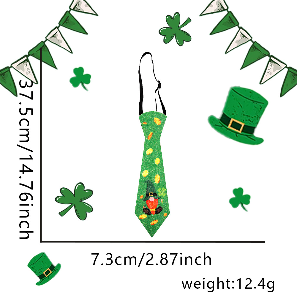 Bow Tie Pre Tied - โบว์ผูกผมแบบปรับได้ พร้อมดีไซน์โคลเวอร์และชิ้นส่วนสีทอง ทำจากผ้าสักหลาด สำหรับงานปาร์ตี้วันเซนต์แพทริกและใช้เป็นพร็อพถ่ายรูป