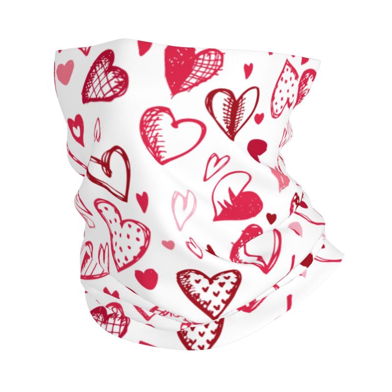 Neck Warmer Tube - ผ้าพันคอรูปหัวใจสีชมพูแดง สำหรับผู้หญิงผู้ชาย ใช้สำหรับเดินป่า ตั้งแคมป์ ผ้าปิดหน้า ผ้าพันคอ