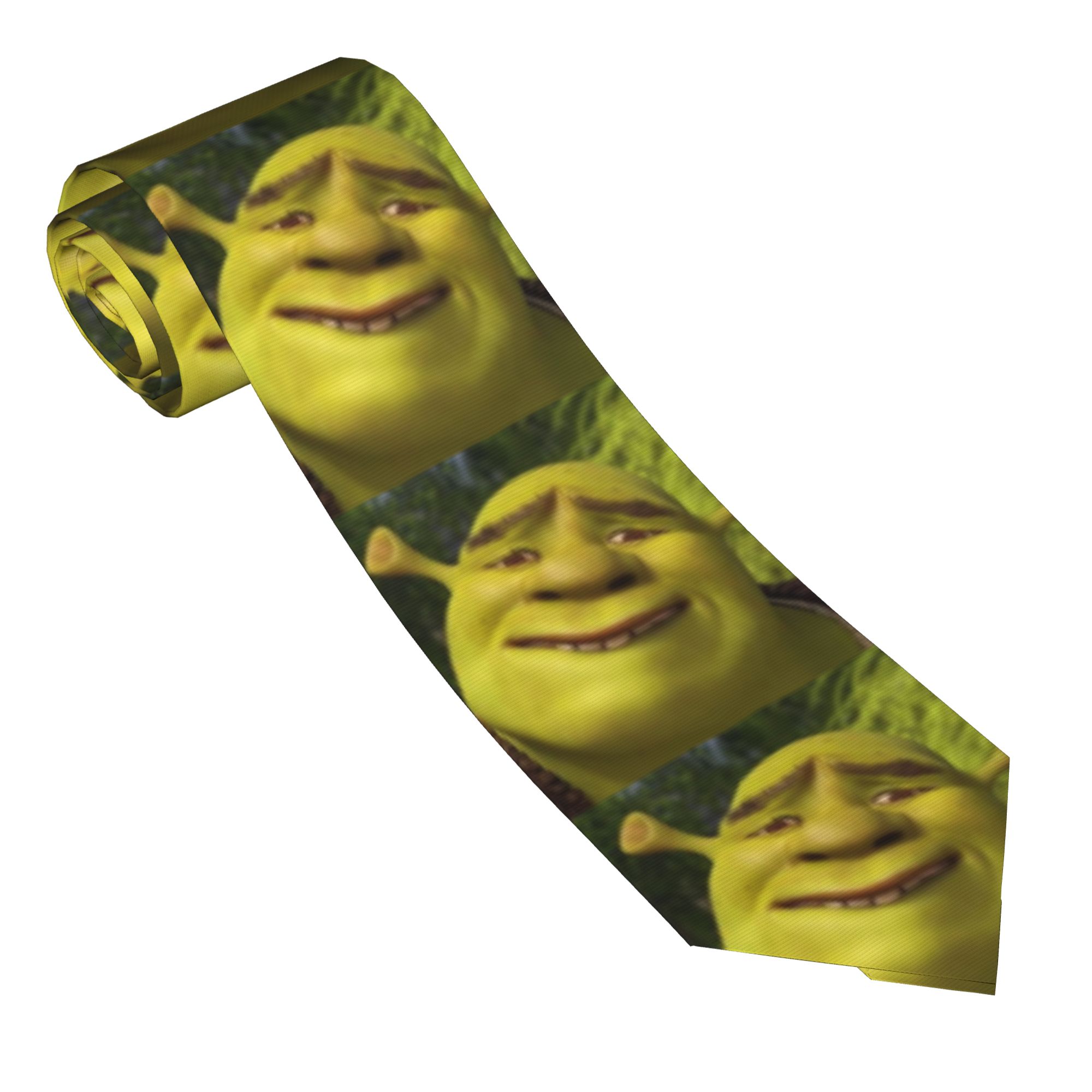 Skinny Tie Men - เนคไทลาย Shrek เมมส์ อนิเมะ สำหรับผู้ชาย ผ้าโพลีเอสเตอร์