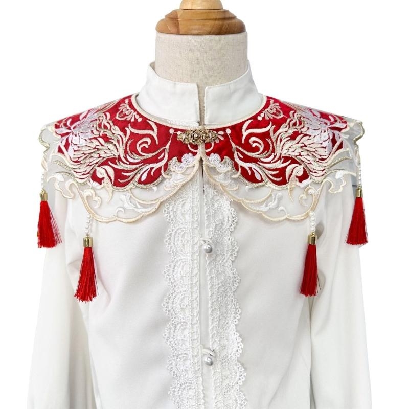 Stole Wedding Shawl - 39BD Unisex ผ้าคลุมไหล่แฟชั่นหรูหราผ้าคลุมไหล่ปักมืองานแต่งงานที่สง่างามผ้าคลุมไหล่สำหรับเสื้อผ้าสไตล์ต่างๆ