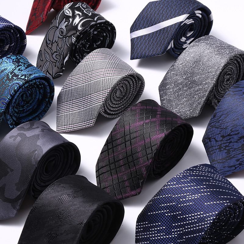 Skinny Tie Men - หรูหราผอม 6 ซม.เนคไทบุรุษสําหรับ Man ลายลายสก๊อตดอกไม้ Jacquard