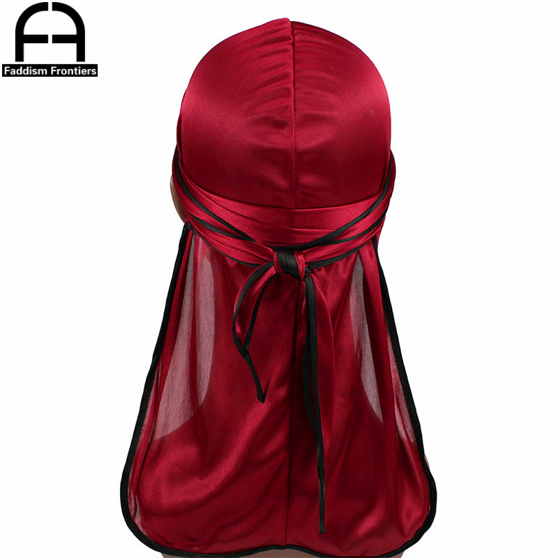 Bandana Doo Rag - แฟชั่นผู้ชายใหม่ซาติน Durags Biker Headwear หมวกผ้าพันคอผู้ชาย Silky