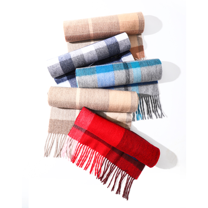 Muffler Men Wool - ผ้าพันคอลายตารางของผู้หญิงคลาสสิกให้ความอบอุ่นแฟชั่นฮิญาบผ้าพันคอแคชเมียร์ลายสก๊อตคู่นักธุรกิจผู้ชายฤดูหนาวใส่ได้ทุกเพศ
