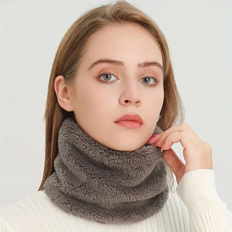 Infinity Scarf Knit - ผ้าพันคอไหมพรมกันลมแบบอินฟินิตี้ สีพื้น ผ้าคลุมคอ น่ารัก กันหนาว ผ้าคลุมหน้าสำหรับเล่นสกี
