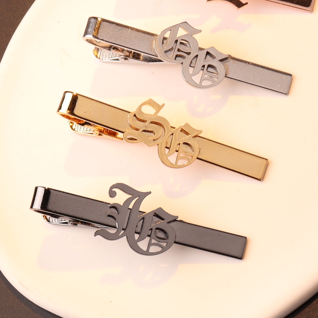 Tie Clip Silver - Custom ชื่อเริ่มต้น Tie คลิปสําหรับผู้ชายเนคไท Tie Clasp
