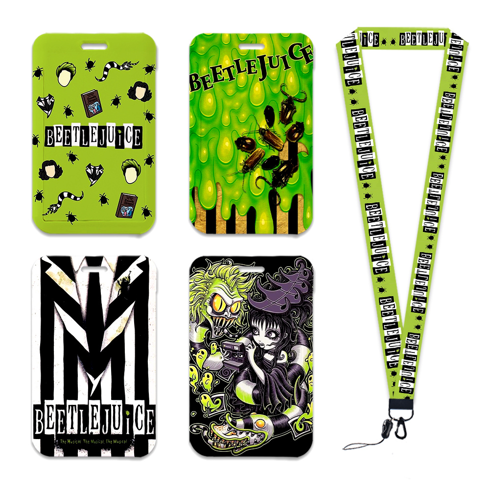 Lanyard Badge Holder - สายคล้องคอการ์ตูนสยองขวัญสำหรับใส่บัตรประจำตัว คลิปหนีบบัตรทำงาน สายคล้องคอ ซองใส่บัตรโดยสาร ที่ใส่บัตร ของขวัญวันฮาโลวีน
