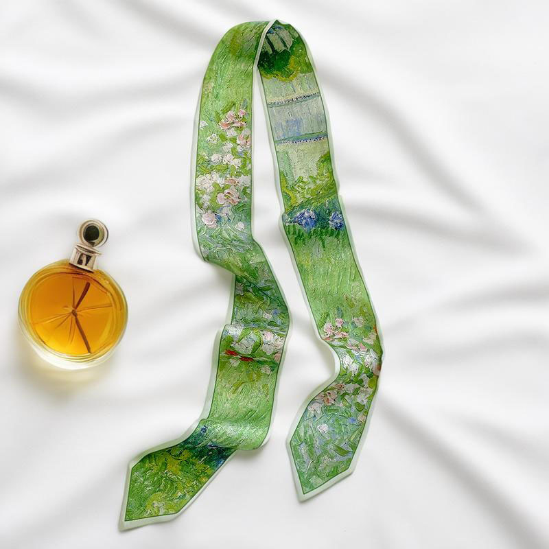 Face Scarf Mask - ผ้าพันคอผูกผมแบบยาว ผ้าพันคอผืนเล็ก ผ้าพันคอแฟชั่นสำหรับผู้หญิง ผ้าคาดผมน่ารัก ผ้าพันคอผูกผม ผ้าพันคอเนื้อผ้าไหมสัมผัสนุ่มหรูหรา