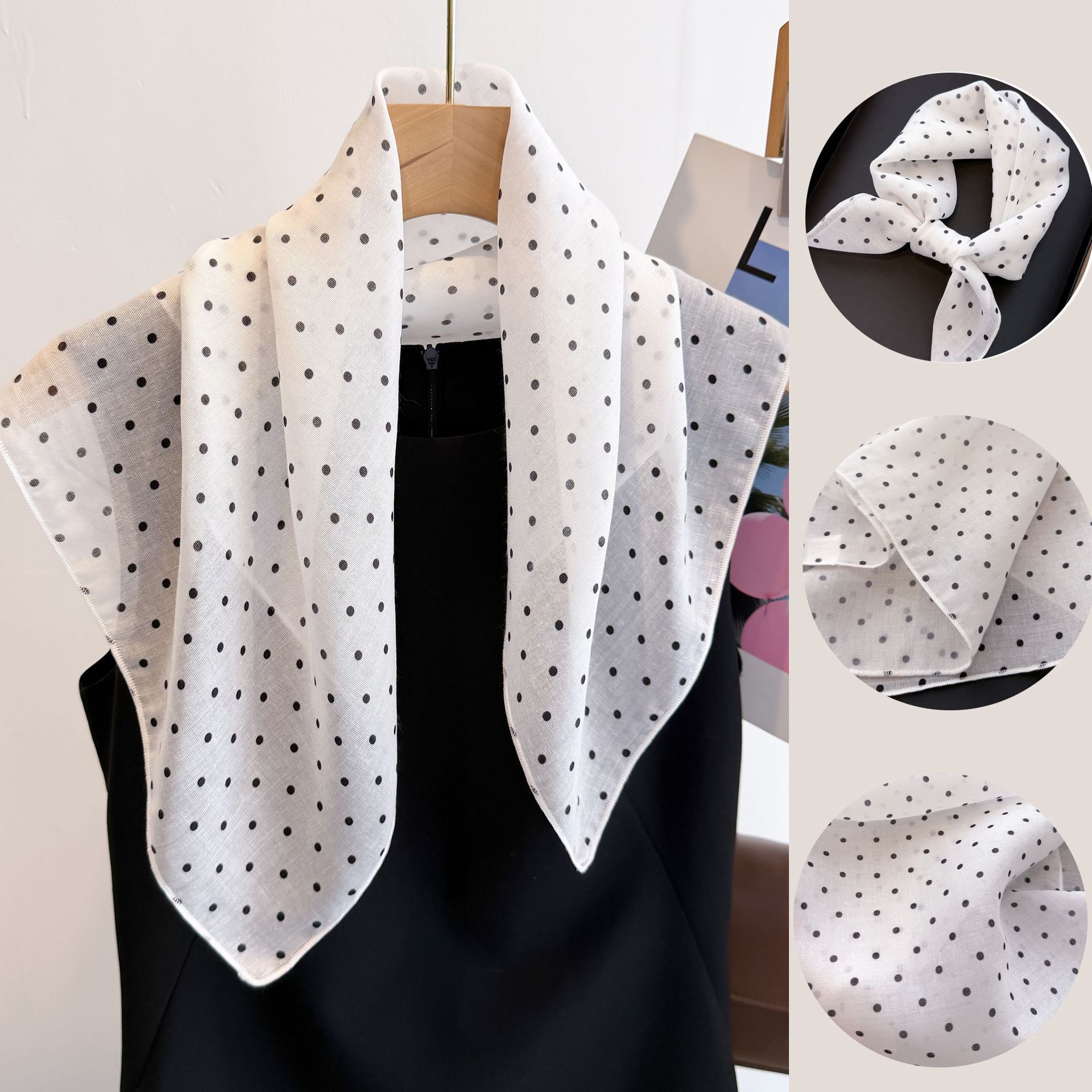 Bandana Cotton - ผ้าพันคอผ้าฝ้ายลินินทรงสี่เหลี่ยมขนาด 50 ซม. - ผ้าพันคอสไตล์สดใส น่ารัก