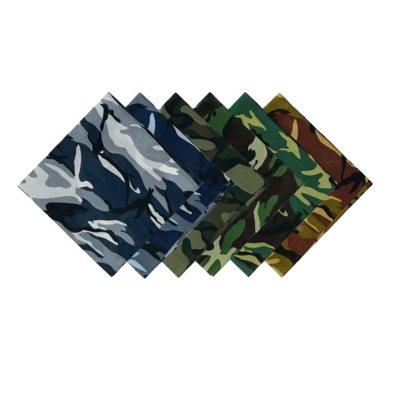 Bandana Cotton - ผ้าโพกหัวลายพรางกลางแจ้ง53x53ซม. ผ้าโพกศีรษะแนวสตรีทฮิปฮอปย้อนยุคไม่ซีด
