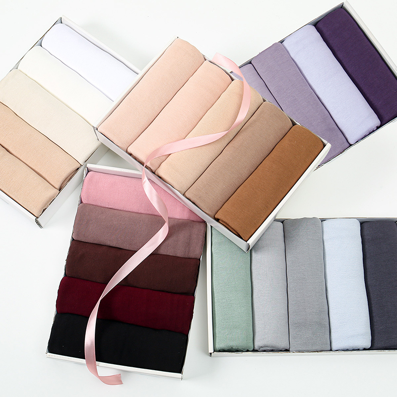 Head Wrap Turban - ผ้าคลุมศีรษะแบบฮิญาบ ผ้าเจอร์ซีย์คอตตอนโมดอล พรีเมียม ผ้าคลุมไหล่ยาวสำหรับผู้หญิงมุสลิม ผ้าพันศีรษะแบบเรียบ นุ่ม