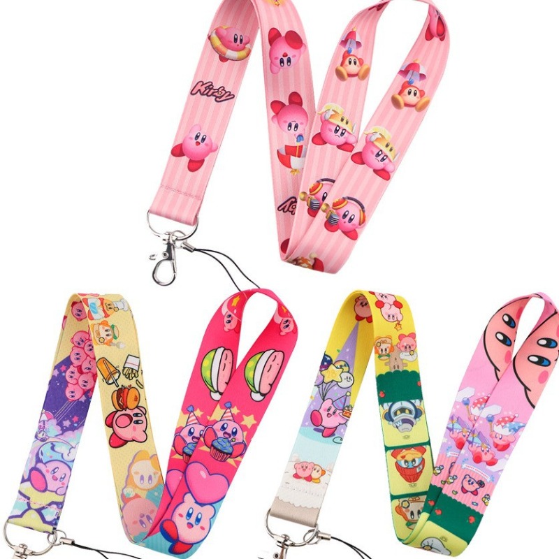 Lanyard Badge Holder - สายคล้องคอคิรบี้น่ารักสีสันสดใสสำหรับโทรศัพท์ บัตรประจำตัว พวงกุญแจ สายคล้องคอคิรบี้ลายการ์ตูนคาวาอี้ ของขวัญ