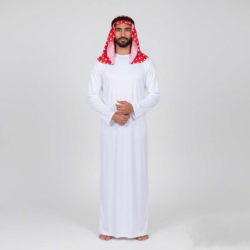 Ascot Neck Scarf - ชุดอาหรับแบบดั้งเดิม เสื้อคลุมอาหรับ ชุดสำหรับผู้ชาย ชุดเชค พร้อมผ้าคลุมศีรษะแบบมุสลิม สำหรับงานปาร์ตี้