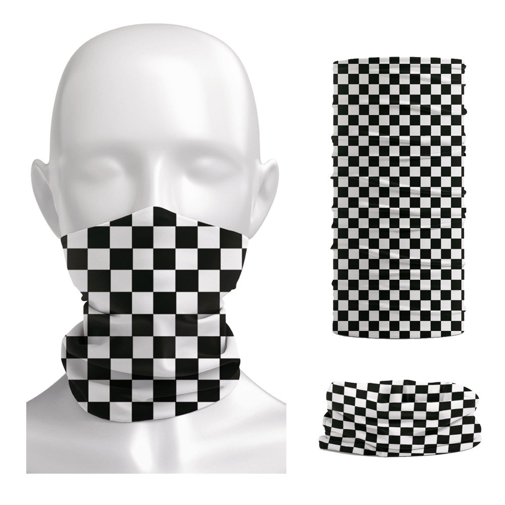 Neck Warmer Tube - ที่คาดผมพิมพ์ลายตารางสำหรับแข่งขี่จักรยานใช้ได้ทั้งชายและหญิงผ้าปิดคอสไตล์สกาลายตารางสำหรับเล่นเพลงเร็กเก้ใบหน้า