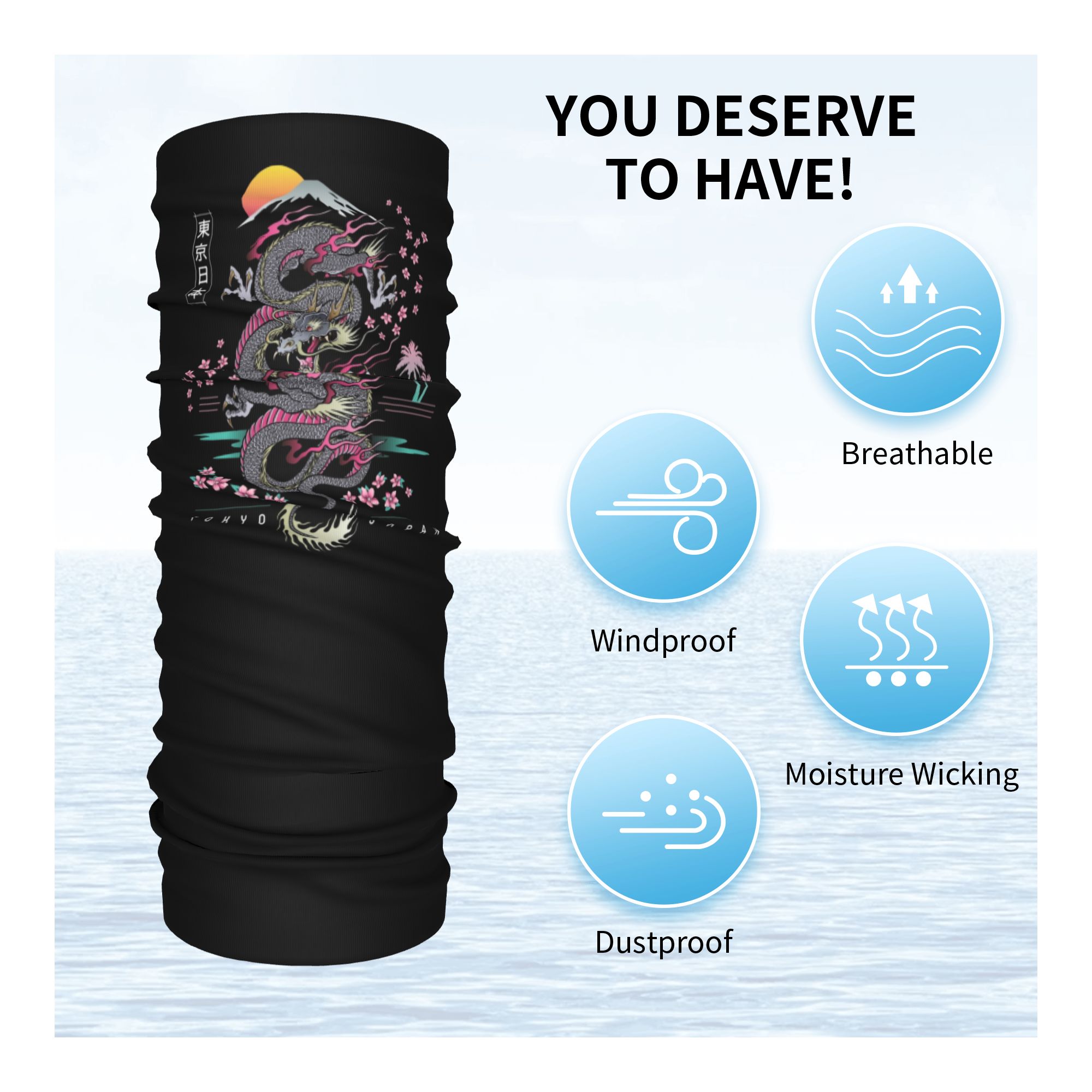 ที่คาดผมลายมังกรญี่ปุ่นแบบกำหน - Neck Warmer Tube บทวิจารณ์และราคา