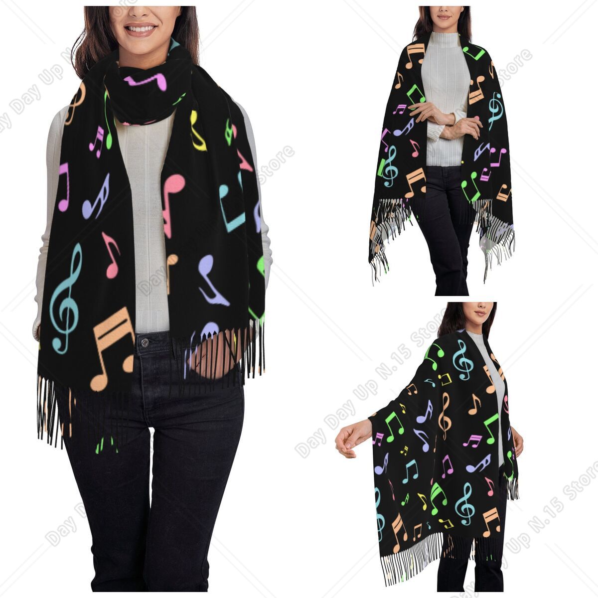 ผ้าคลุมไหล่ลายโน้ตดนตรีน่ารักแ - Pashmina Wrap Large บทวิจารณ์และราคา