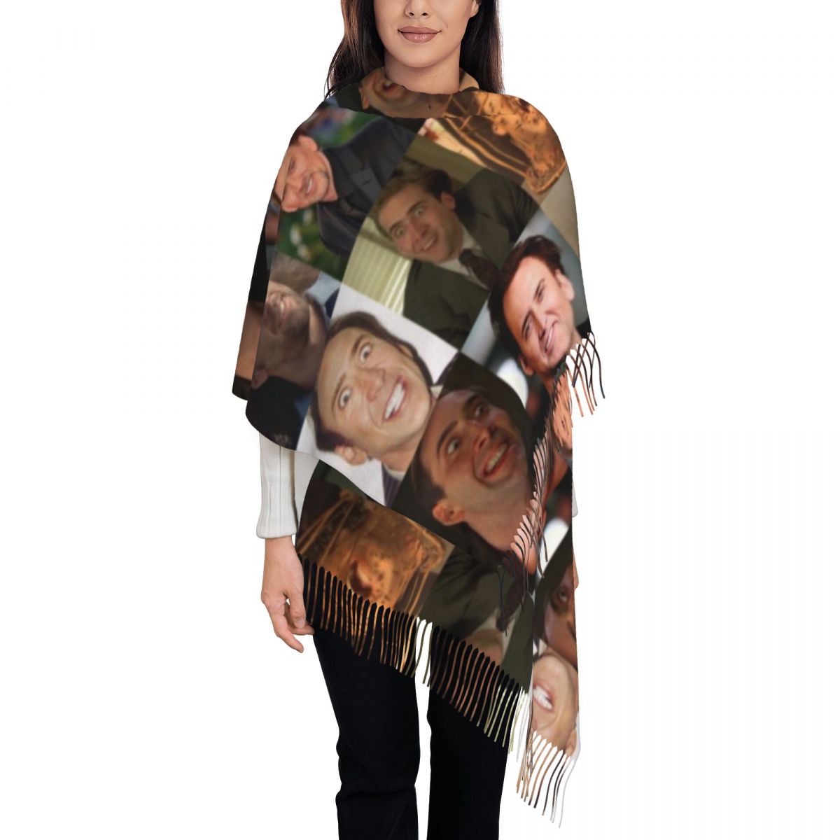 ผ้าคลุมไหล่ลายมีมหน้าตลกของนิโ - Pashmina Wrap Large บทวิจารณ์และราคา