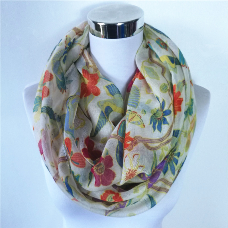 ใหม่ Magpie Bird พิมพ์เหนียว M - Infinity Scarf Knit บทวิจารณ์และราคา