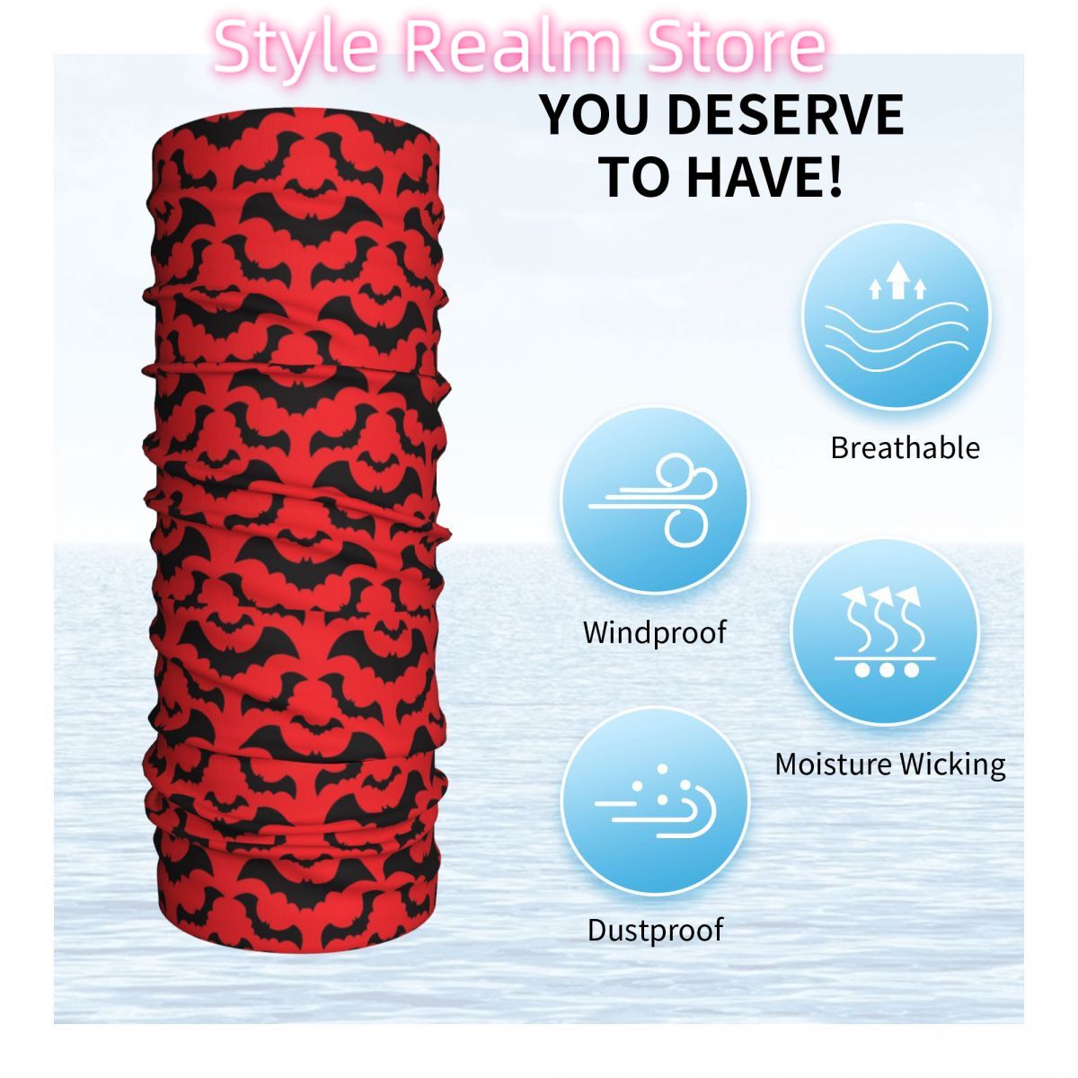 ผ้าพันคอแบบกอธิค ลายค้างคาว สำ - Neck Warmer Tube บทวิจารณ์และราคา