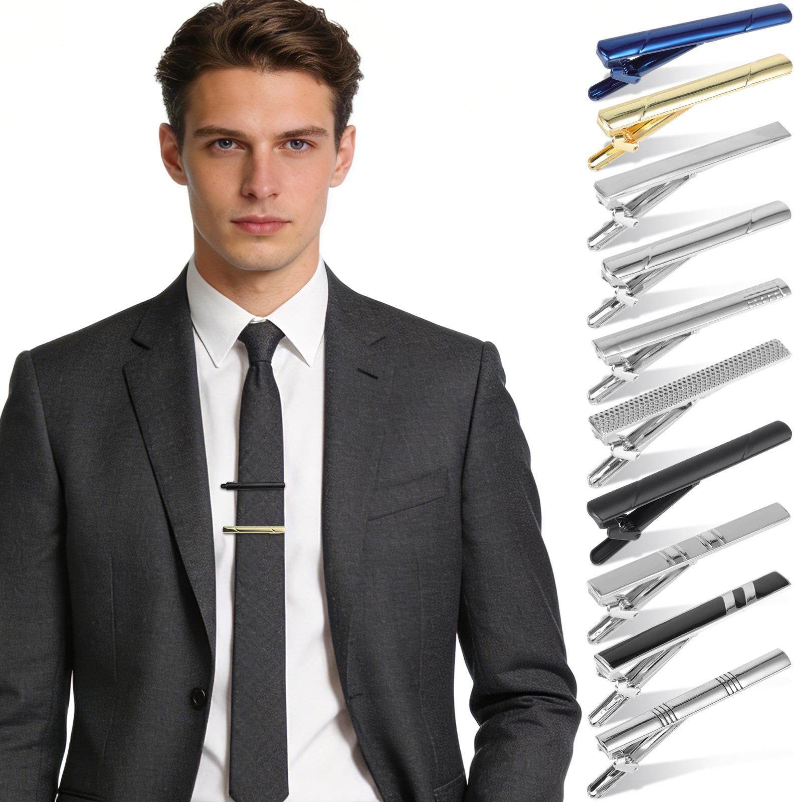 ชุดคลิปหนีบเนคไท 10 ชิ้น คลิปห - Tie Bar Set Gift บทวิจารณ์และราคา