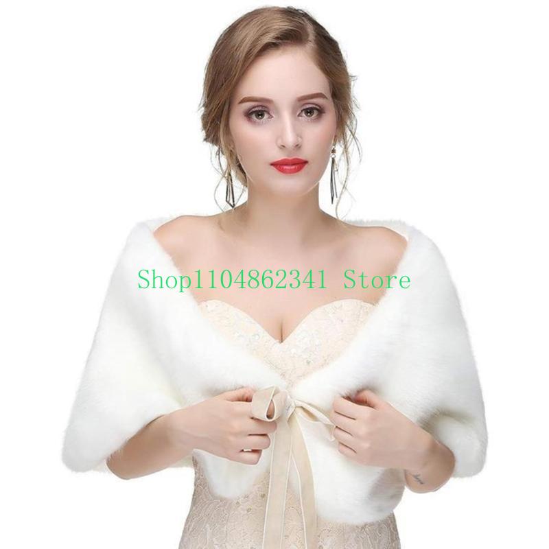 652F ที่มีความซับซ้อน Faux Fur - Stole Wedding Shawl บทวิจารณ์และราคา