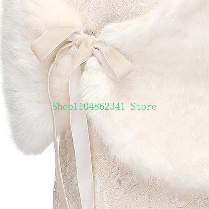 652F ที่มีความซับซ้อน Faux Fur - Stole Wedding Shawl บทวิจารณ์และราคา