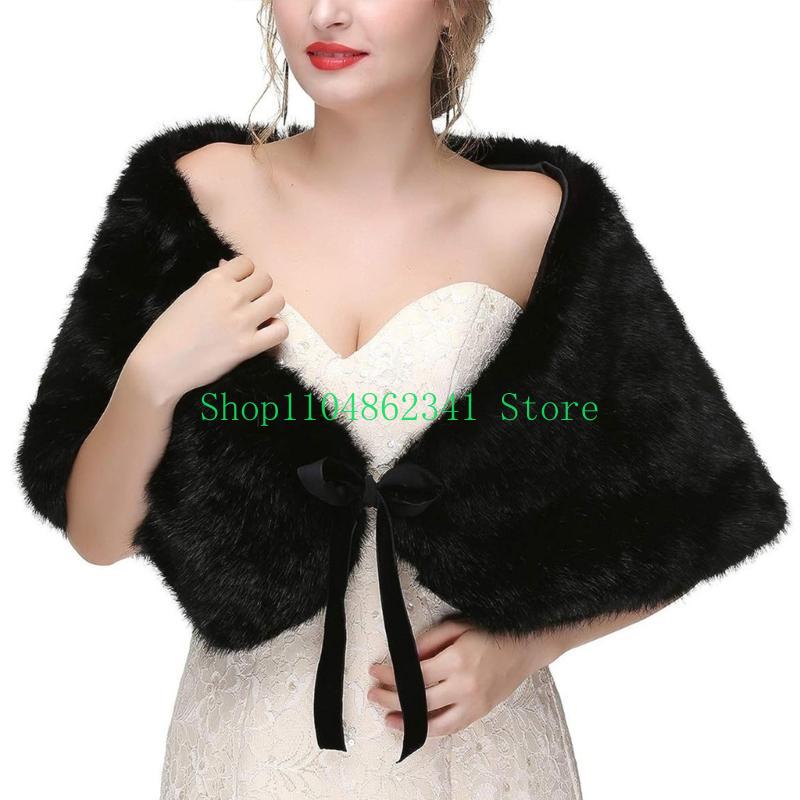 652F ที่มีความซับซ้อน Faux Fur - Stole Wedding Shawl บทวิจารณ์และราคา