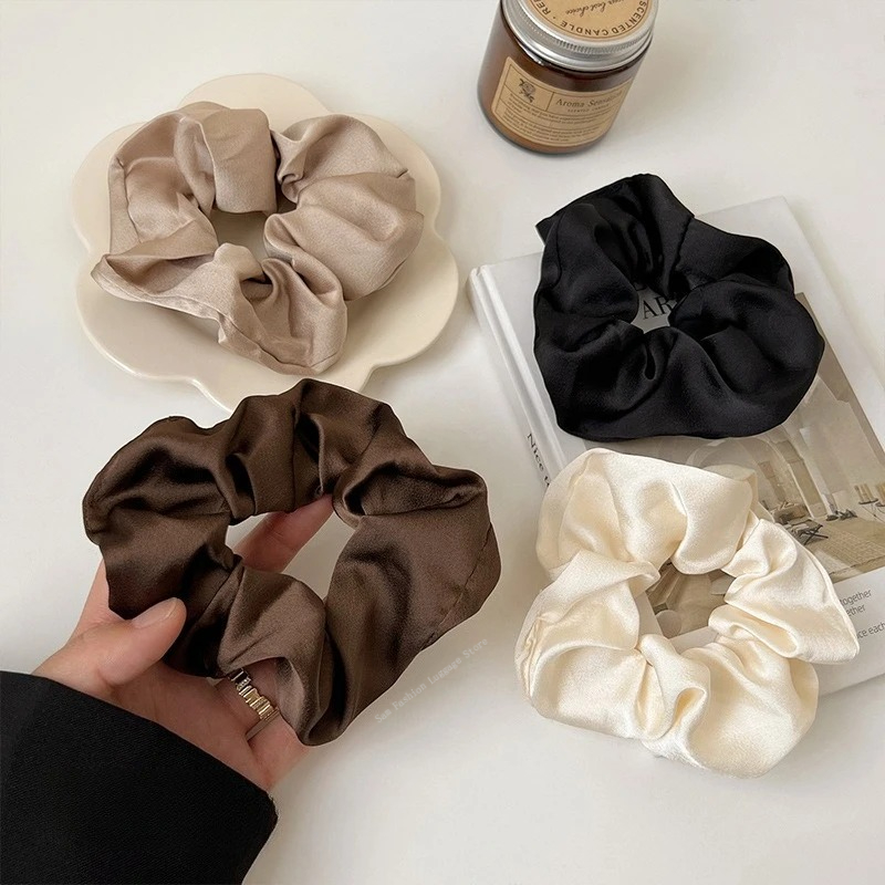 ยางมัดผมผ้าไหมวินเทจ สีพื้น สำ - Silk Tie Striped บทวิจารณ์และราคา