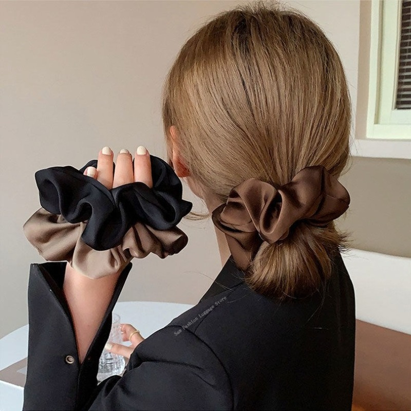 ยางมัดผมผ้าไหมวินเทจ สีพื้น สำ - Silk Tie Striped บทวิจารณ์และราคา