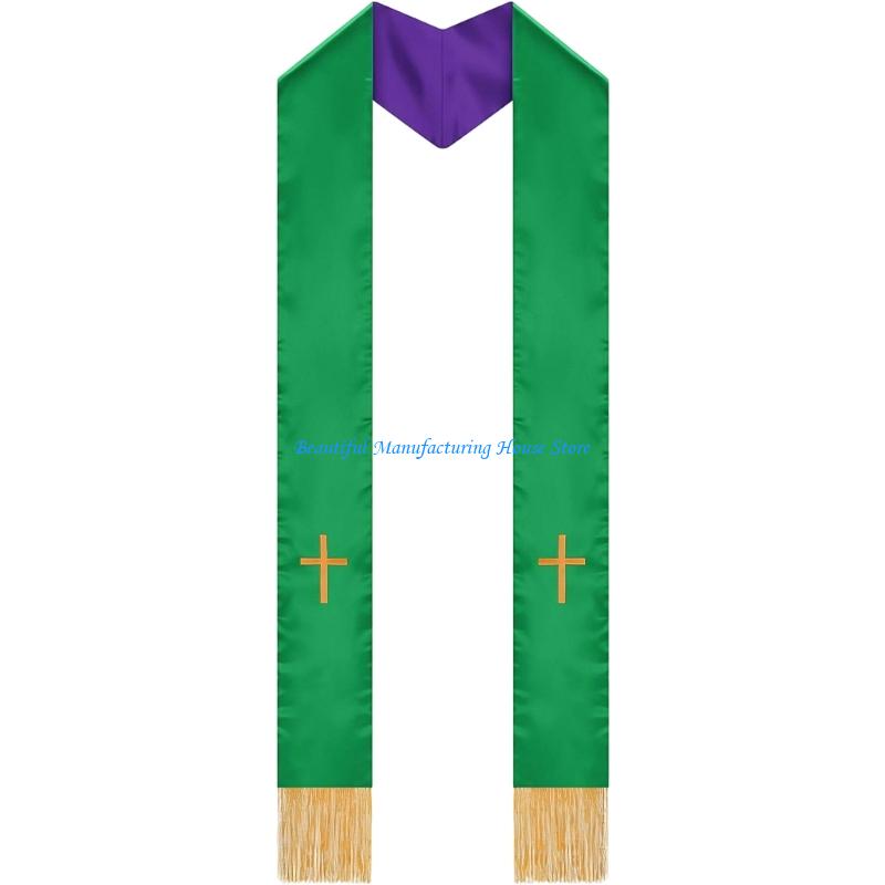 E56A 2PCS Reversible Pastorผ้า - Stole Wedding Shawl บทวิจารณ์และราคา