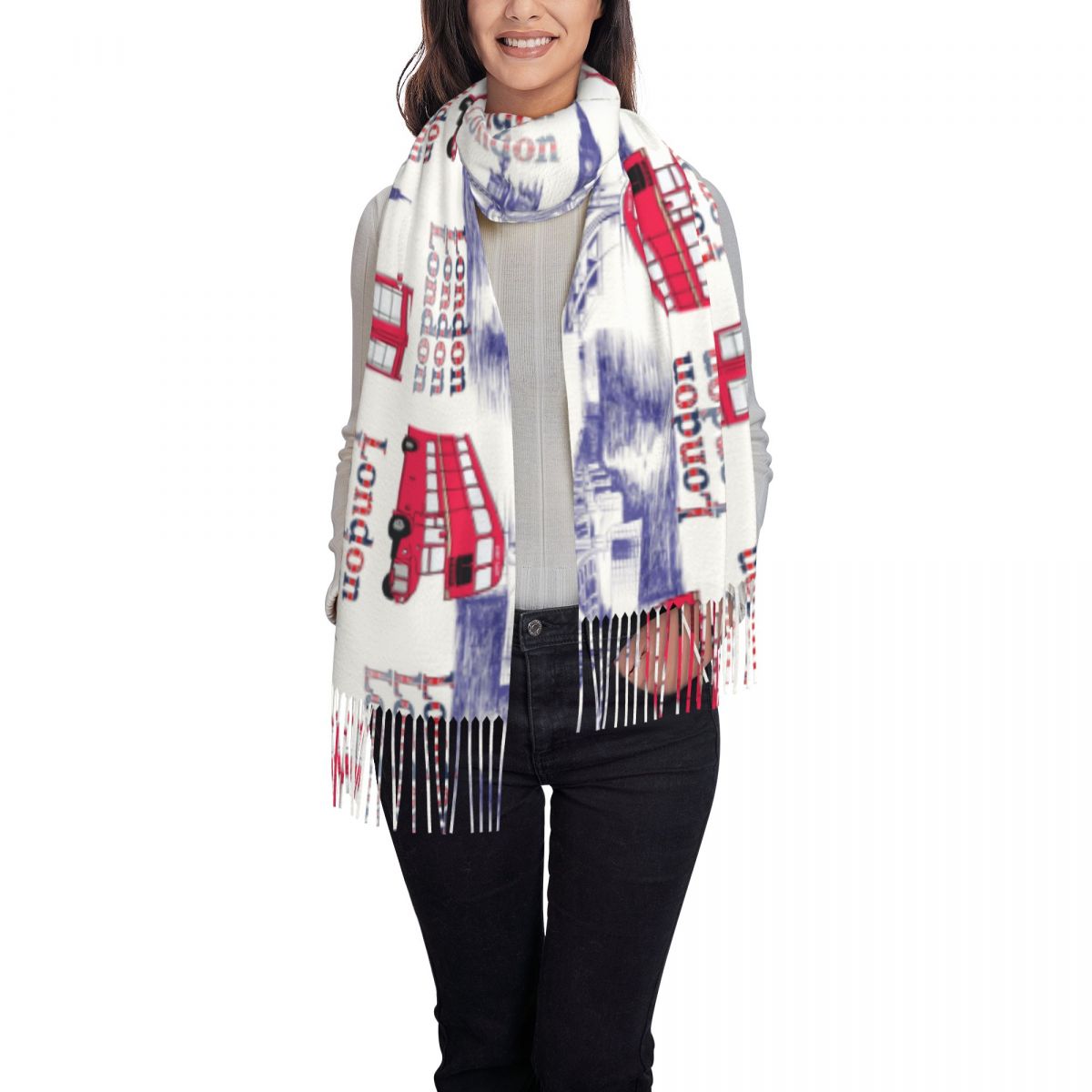 ผ้าคลุมไหล่ลายพิมพ์อังกฤษ สไตล - Pashmina Wrap Large บทวิจารณ์และราคา
