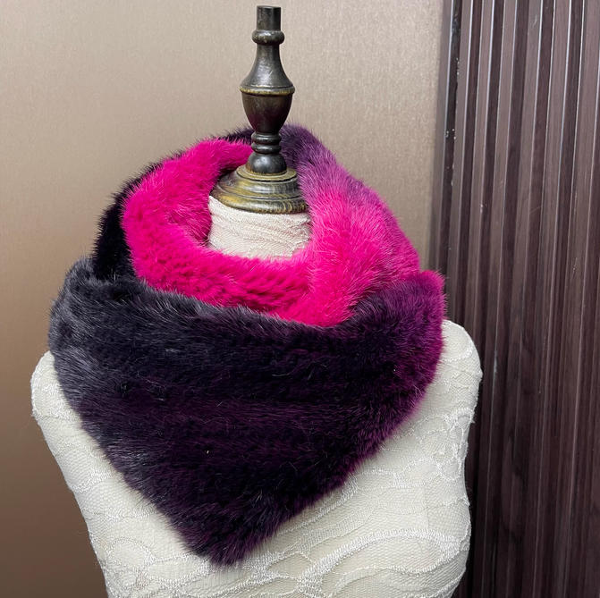 ผ้าพันคอขนมิงค์แท้สีออมเบรสำหร - Infinity Scarf Knit บทวิจารณ์และราคา