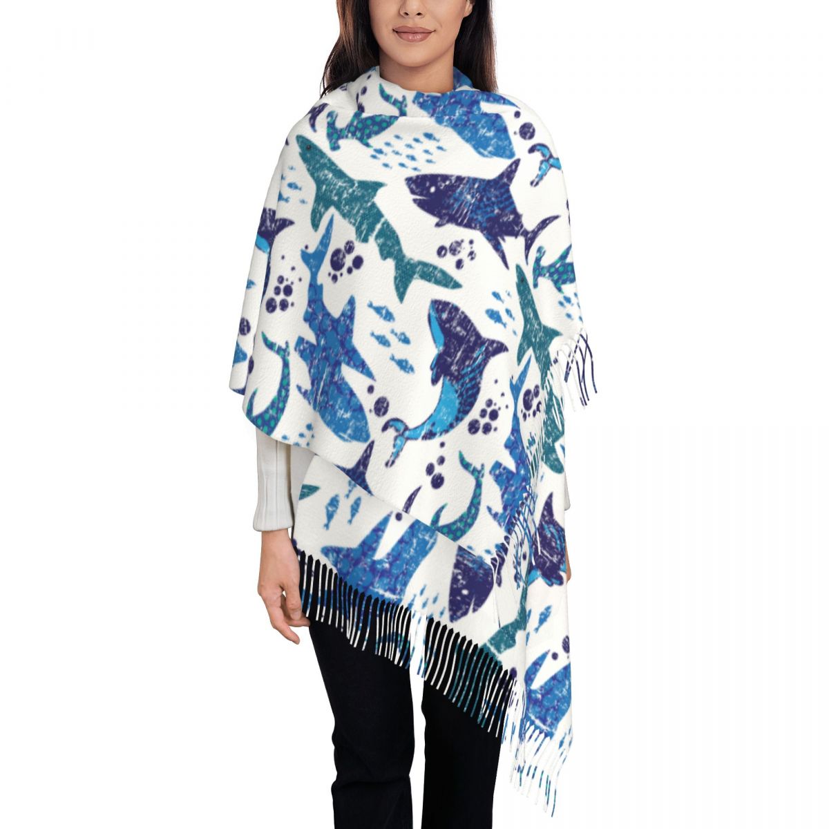 ผ้าพันคอฉลามโลกใต้ทะเล มหาสมุท - Pashmina Wrap Large บทวิจารณ์และราคา